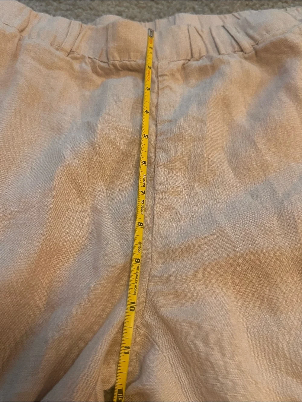 Quince 100% European Linen Pants Driftwood Women Medium Cropped Elastic Waist